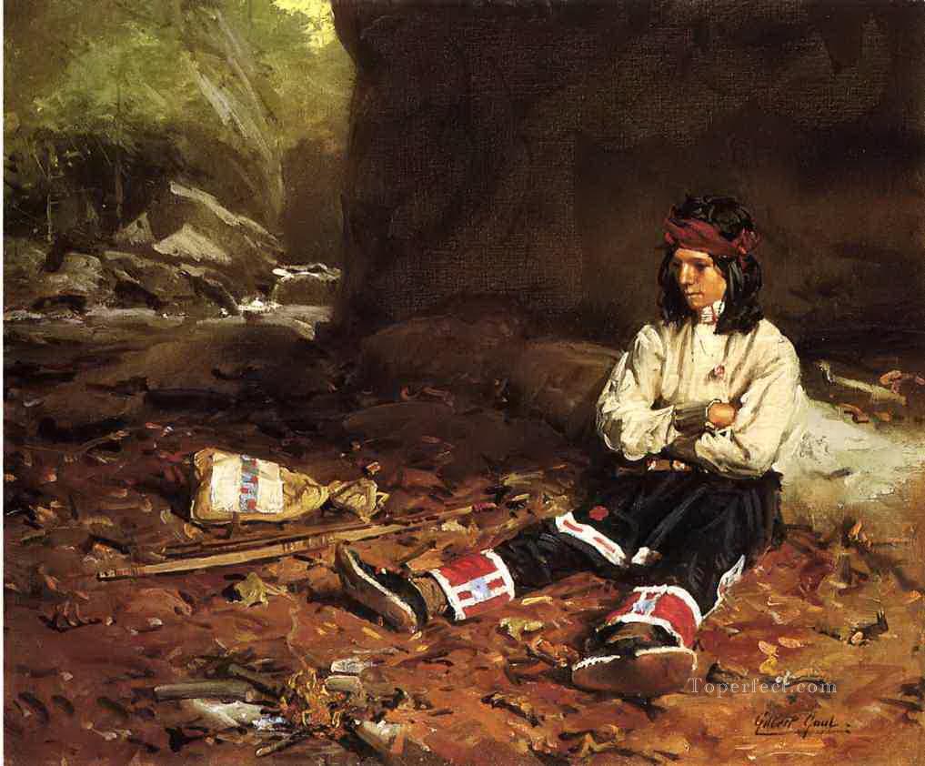 ウィリアム・ギルバート・ゴールxx 若きハンター・インディアナ油絵